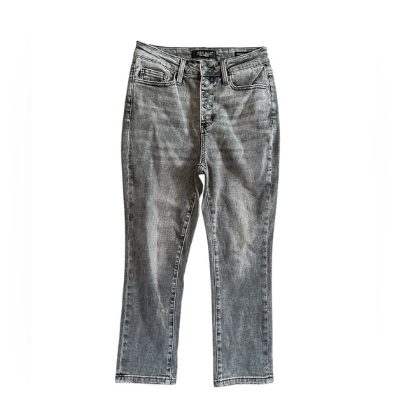Judy Blue Grey Skinny Crop Button-Fly Jeans 3/26 - Picture 1 of 5